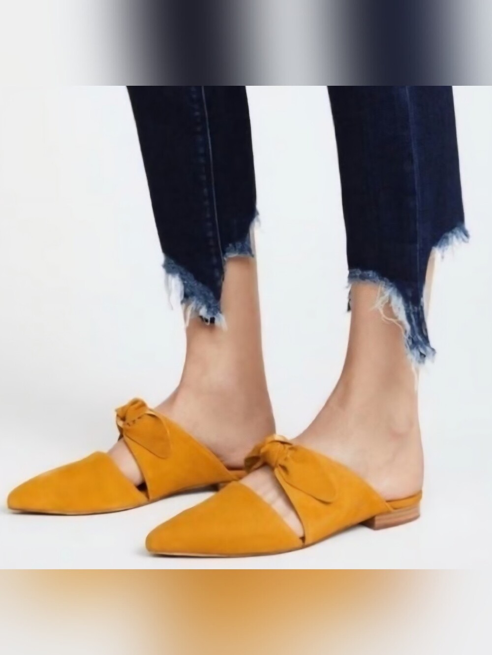 JEFFREY CAMPBELL | Charlin | Mustard Yellow Suede Knot Pointed-Toe Mules - Picture 9 of 9